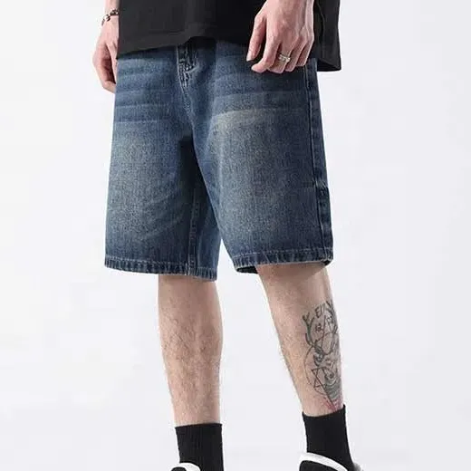 Relaxed Fit Washed Denim Shorts