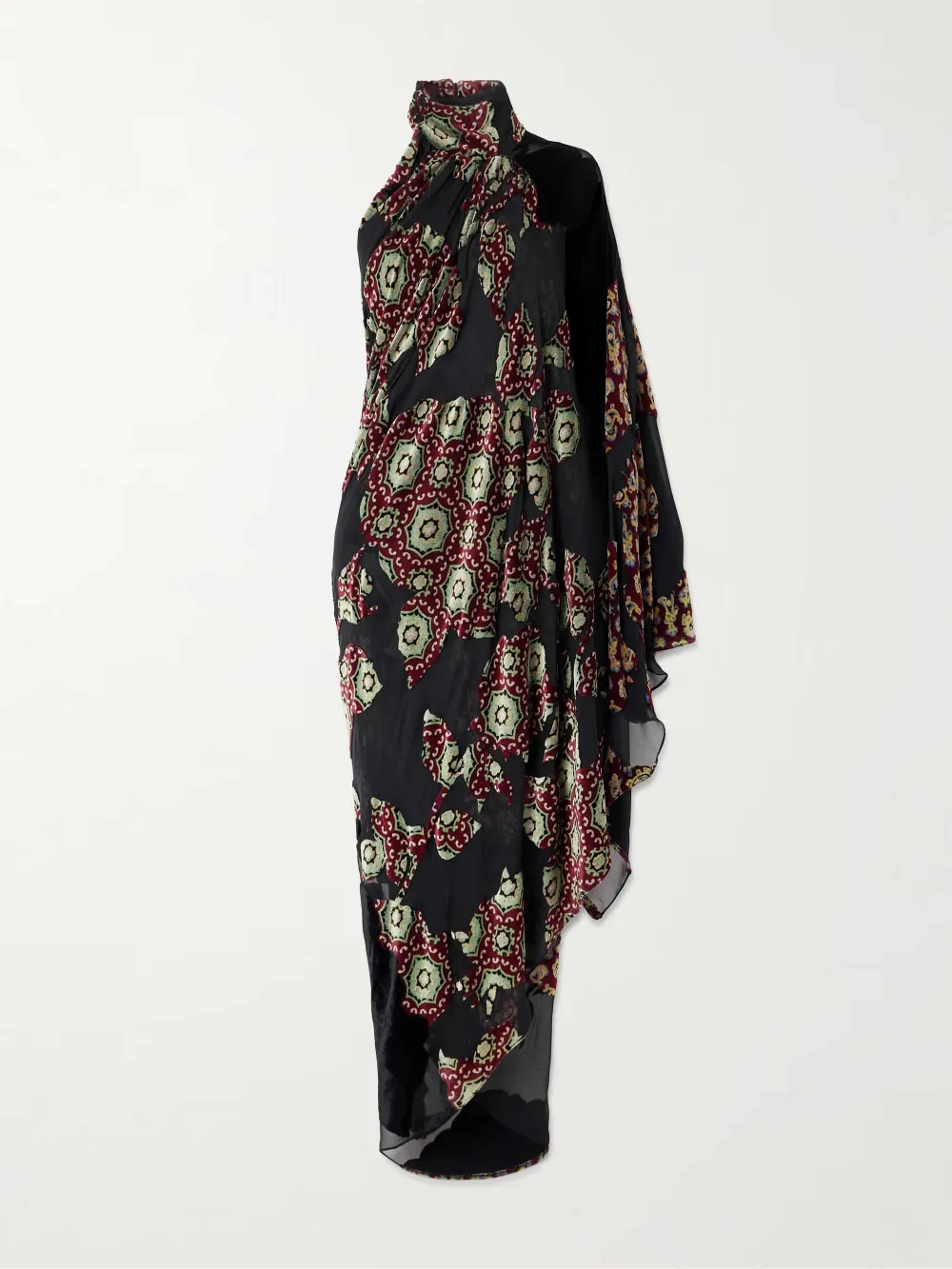 Halterneck Pleated Print Maxi Dress