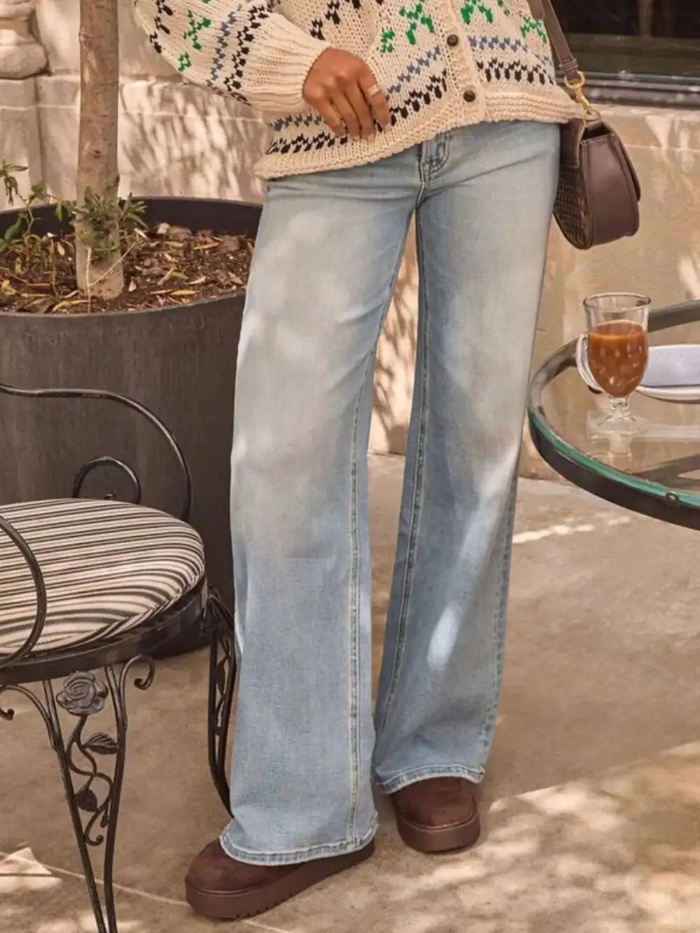 Washed Wide Leg Jeans Denim Pants For Women