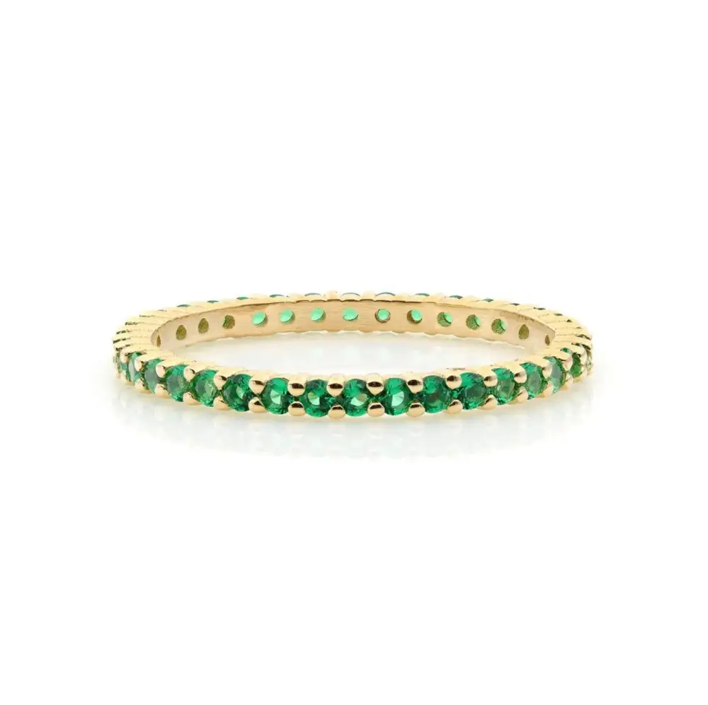 Solid Gold Full Eternity Emerald Wedding Ring