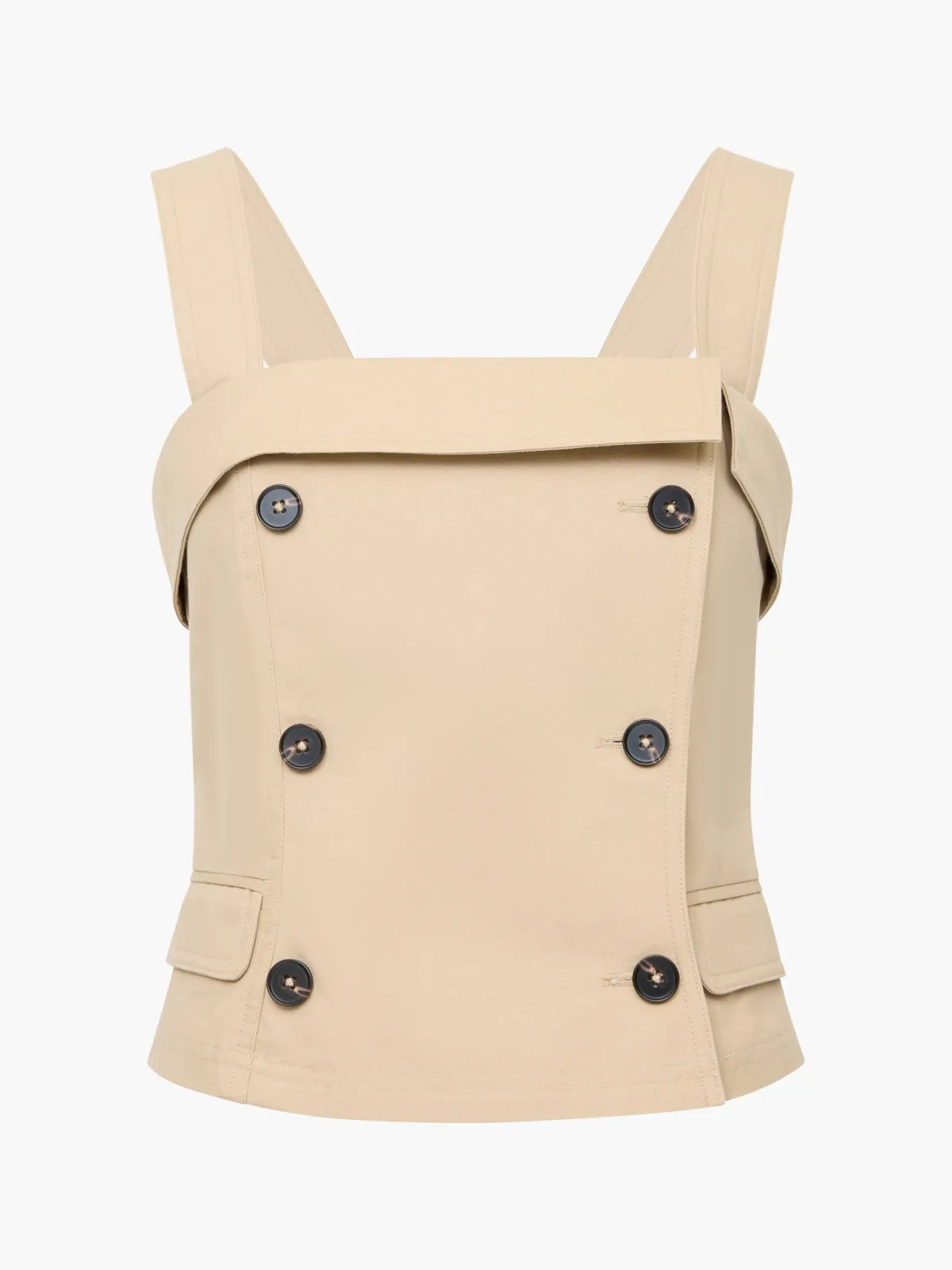 Double Breasted Structured Cotton Vest