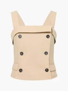 Double Breasted Structured Cotton Vest