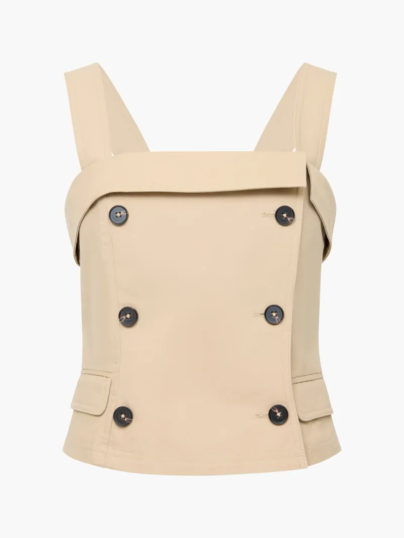 Double Breasted Structured Cotton Vest