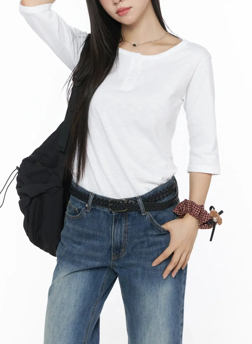 Three-Quarter Sleeve Henley Top