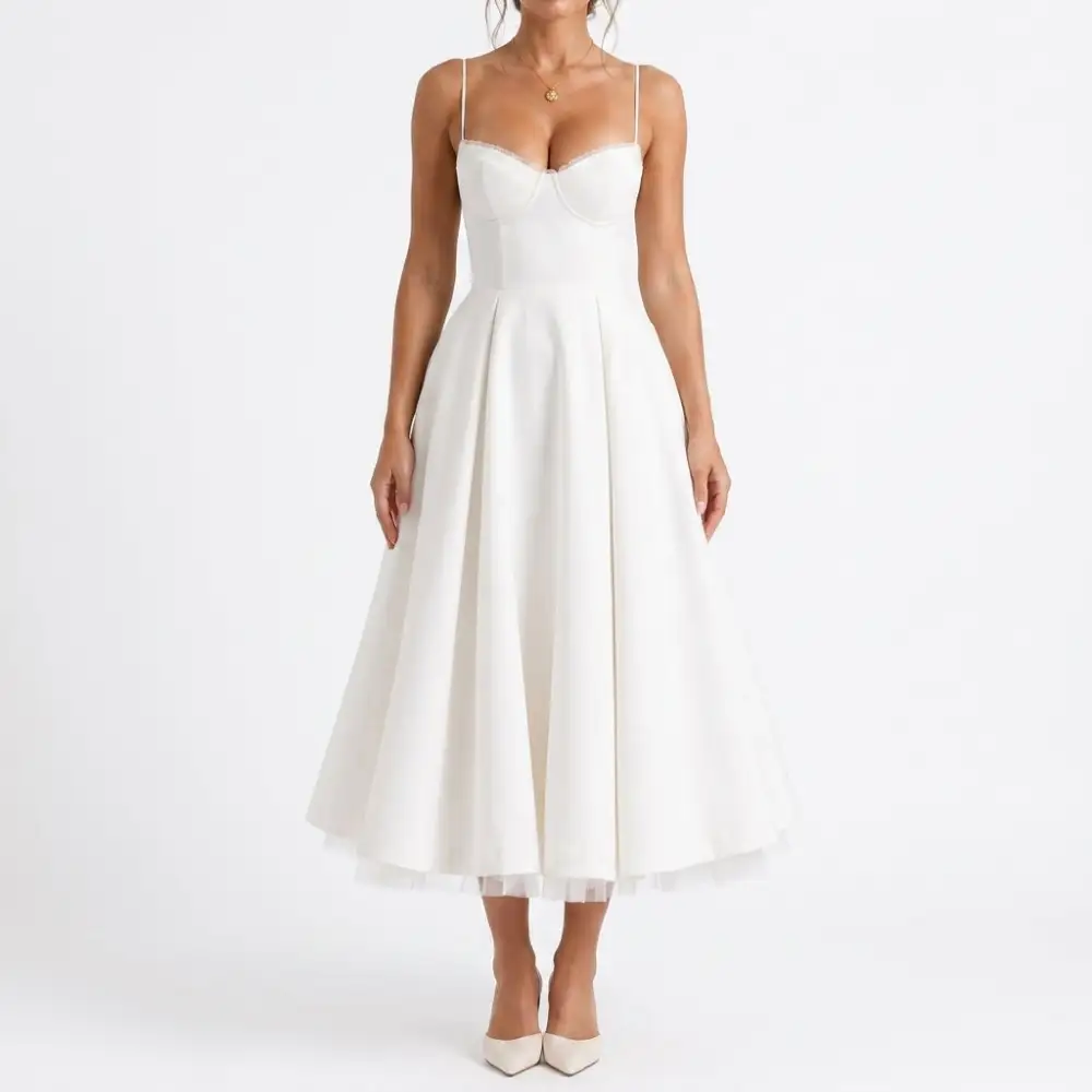 Satin Corset Midi Dress
