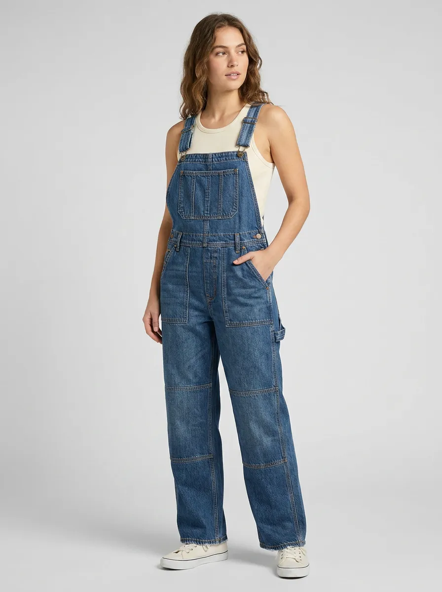 Women's Patchwork Denim Overalls