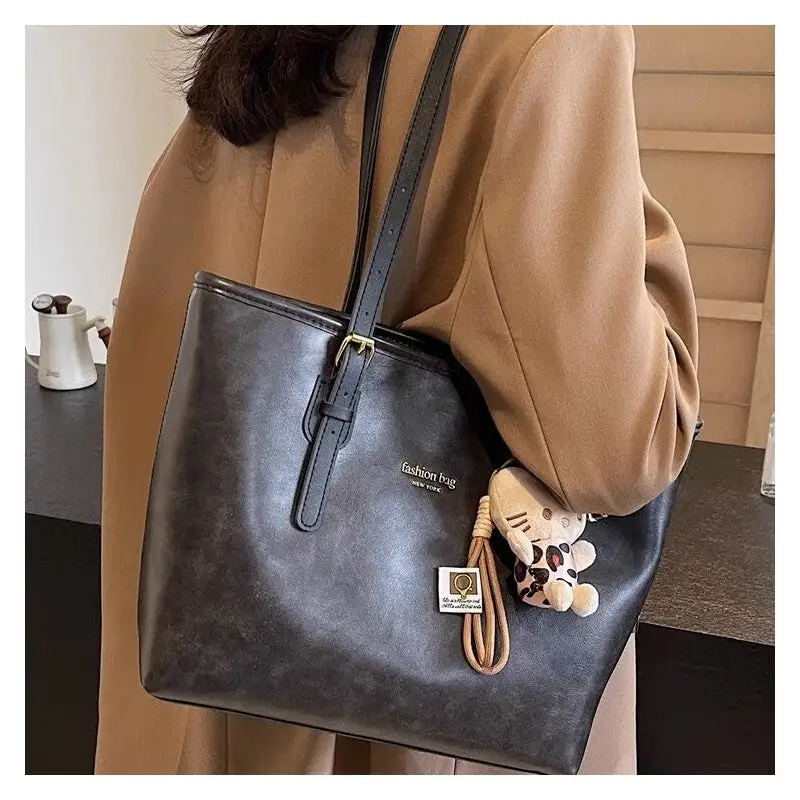 Structured Vintage Crossbody Satchel with Charm