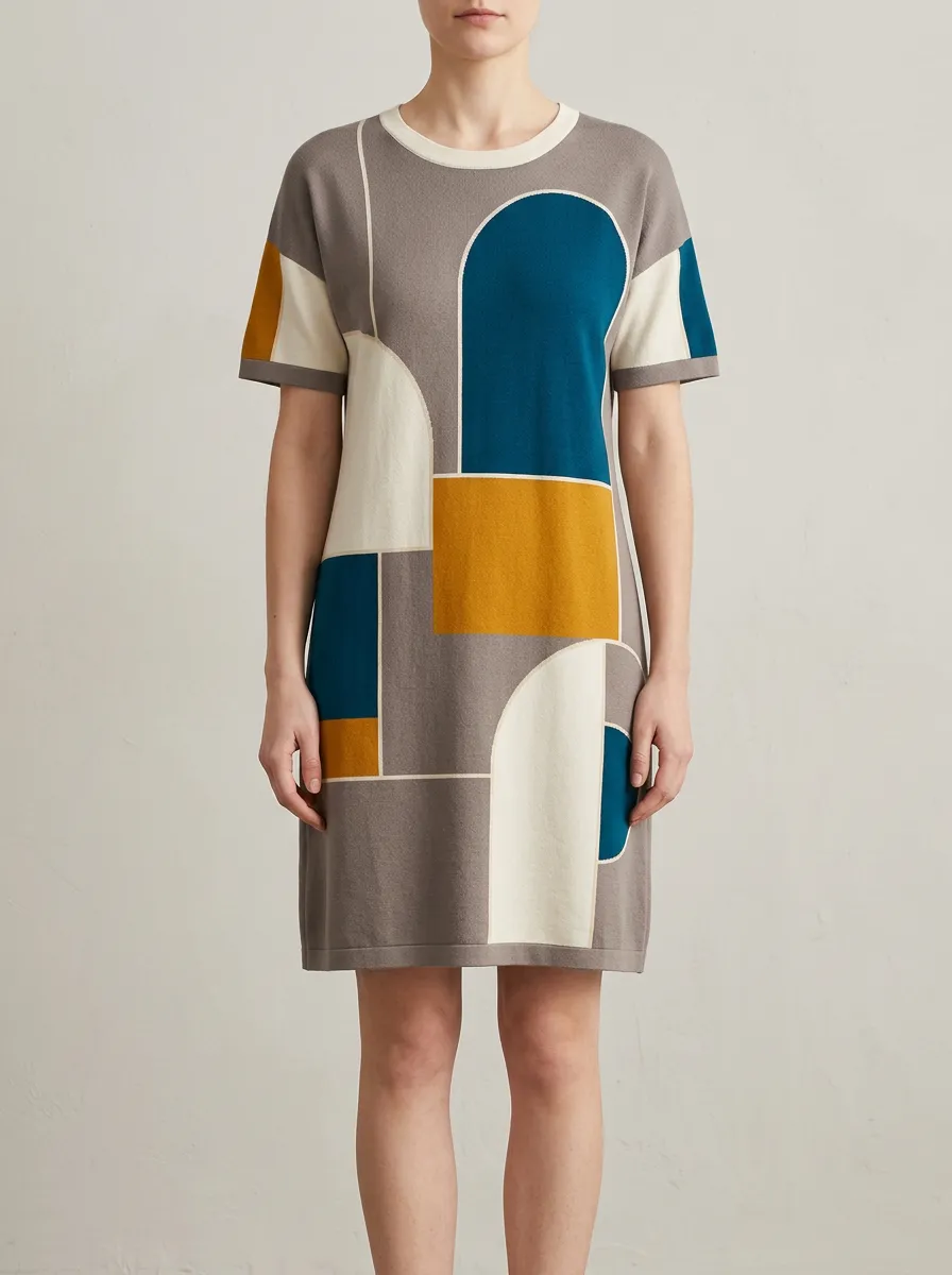 Women's Geometric Abstract Art Pattern Printed Dress