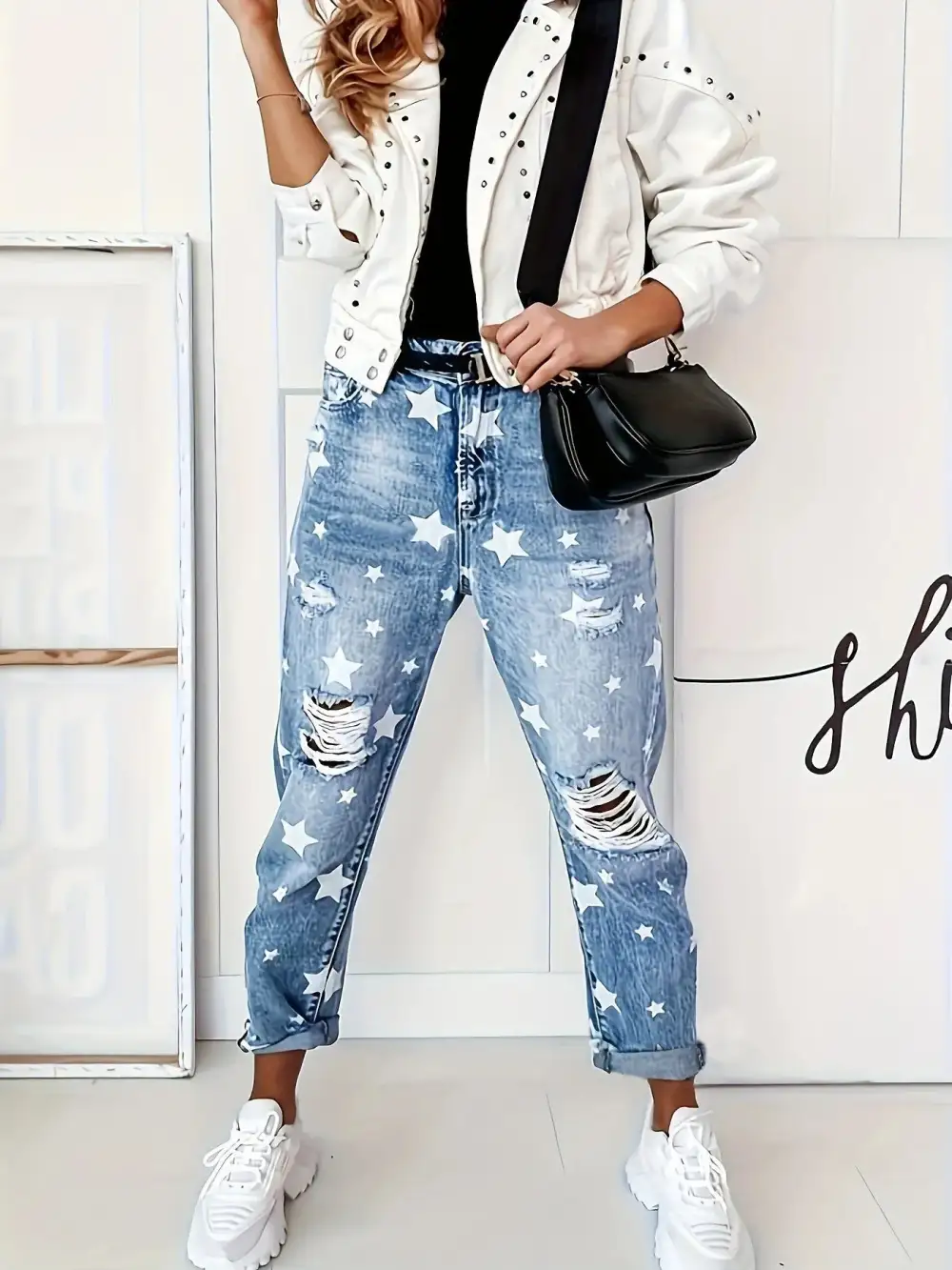 Modern High Waist Distressed Denim Jeans