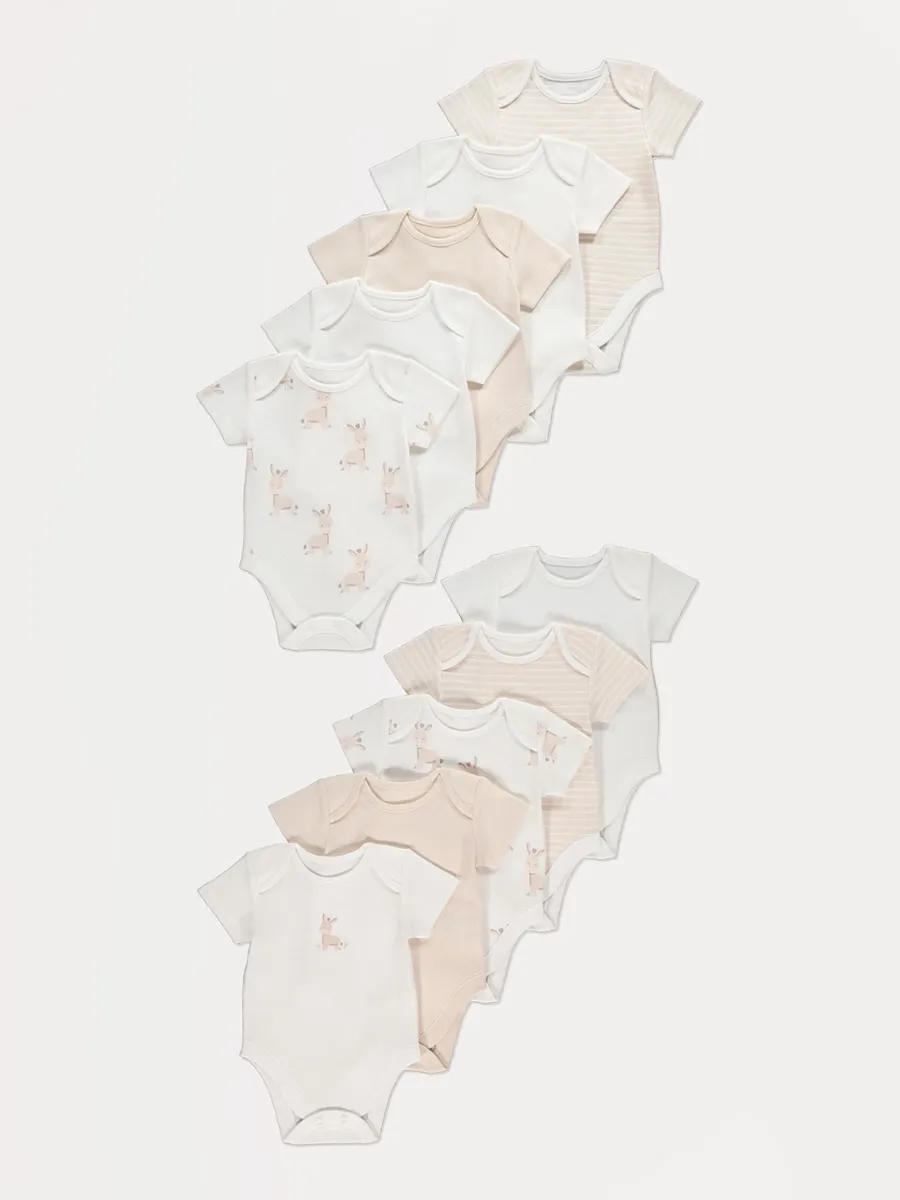 Neutral Donkey Bodysuits 10 Pack
