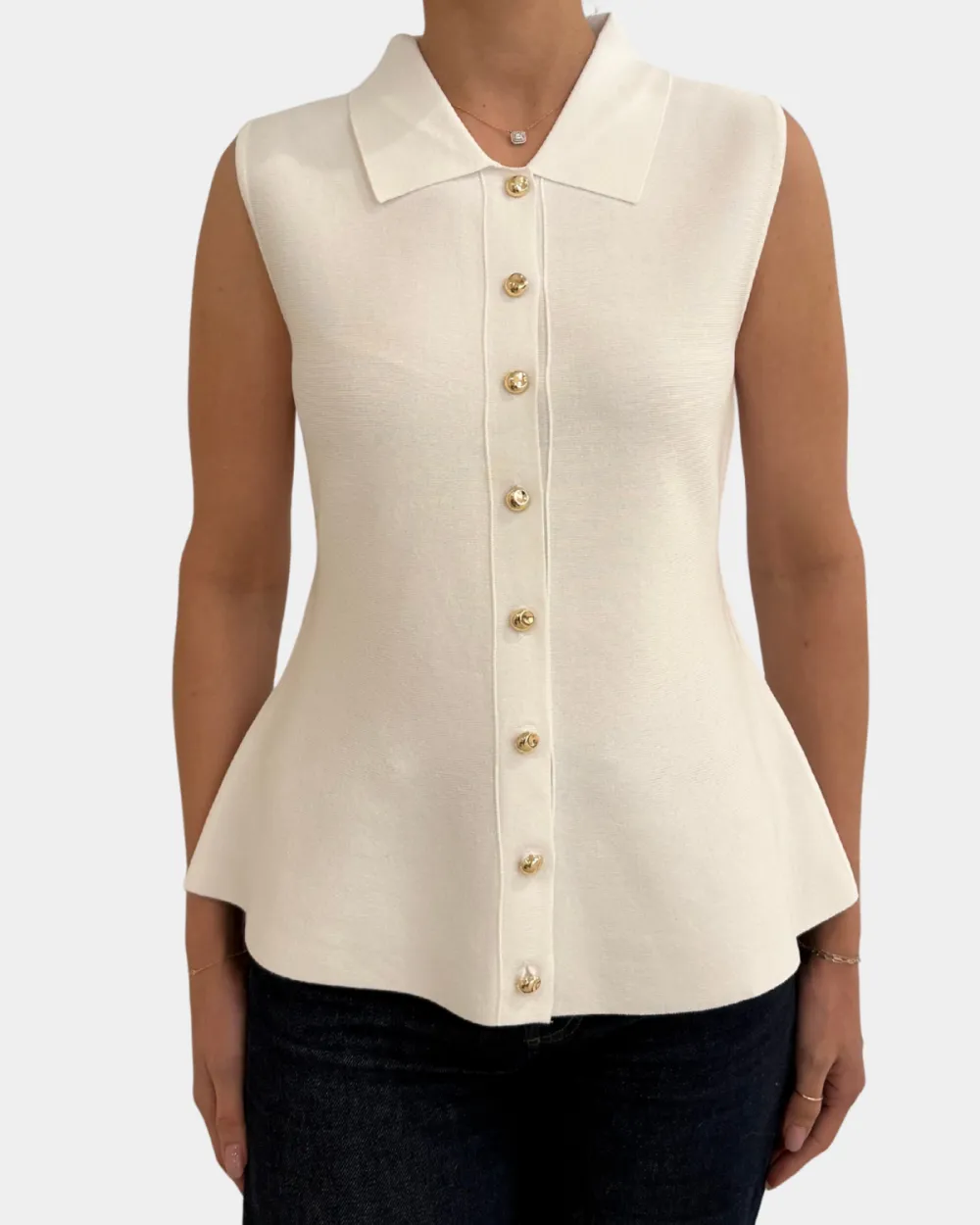 Structured Collar Front Top