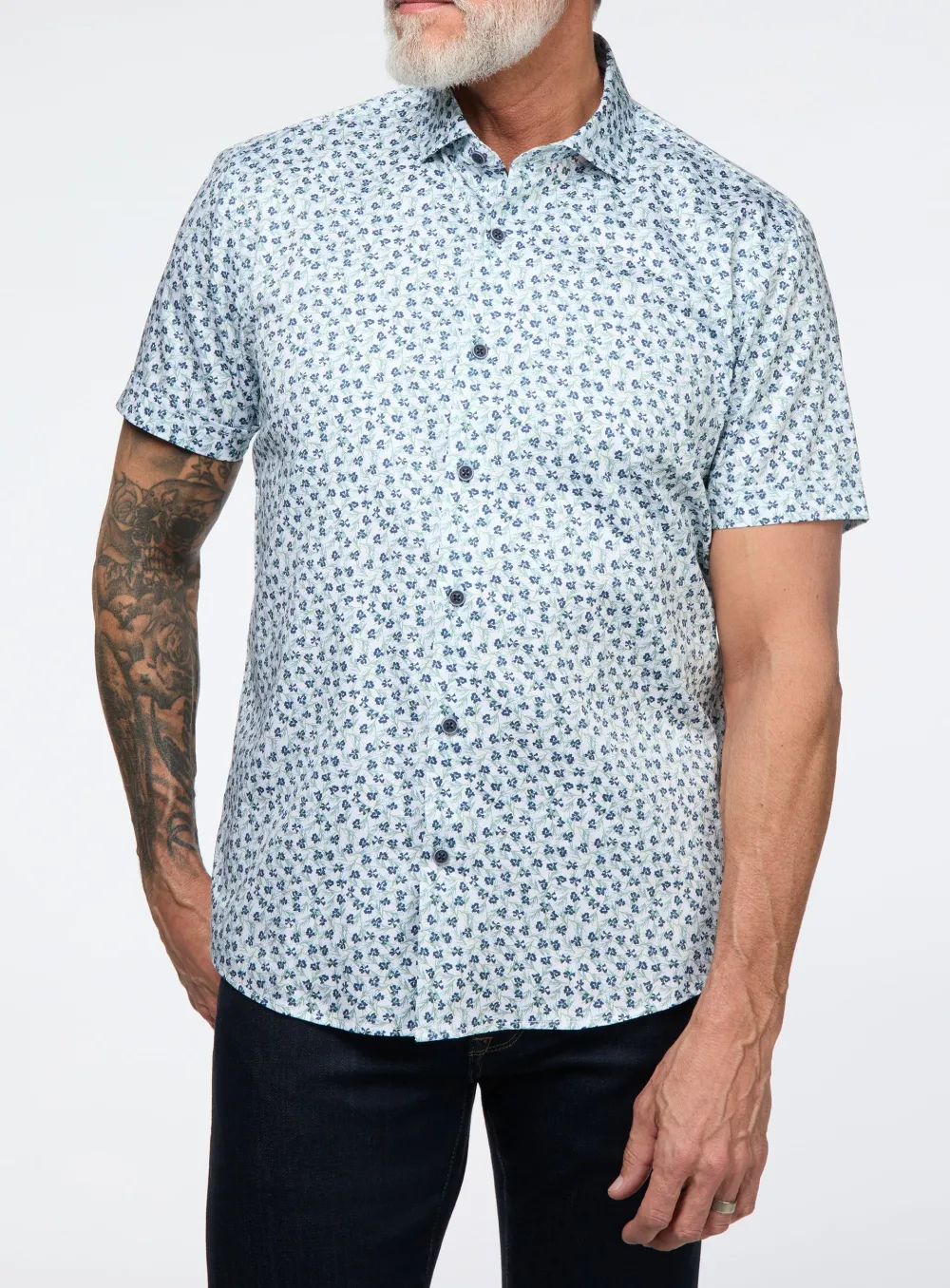 Pine Motif Sateen Shirt
