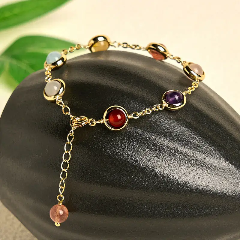Crystal Amethyst Strawberry Quartz Bracelet