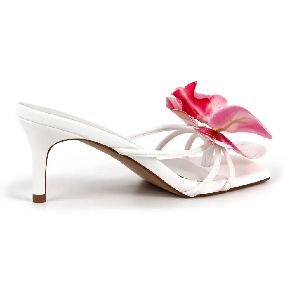 Flower Square Toe Thong Mule Sandals