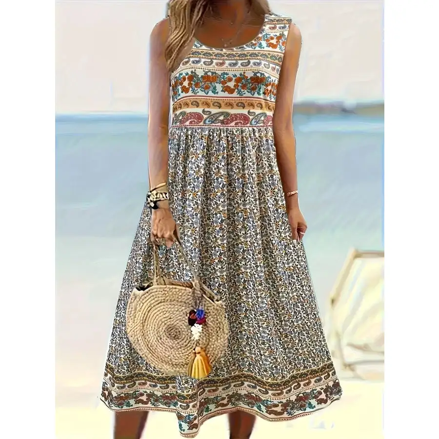 Plus Size Sleeveless Midi Dress