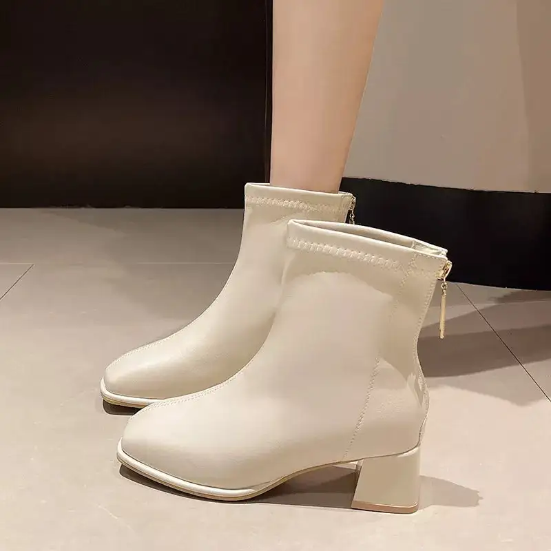 Everyday Square Toe Block Heels Boots