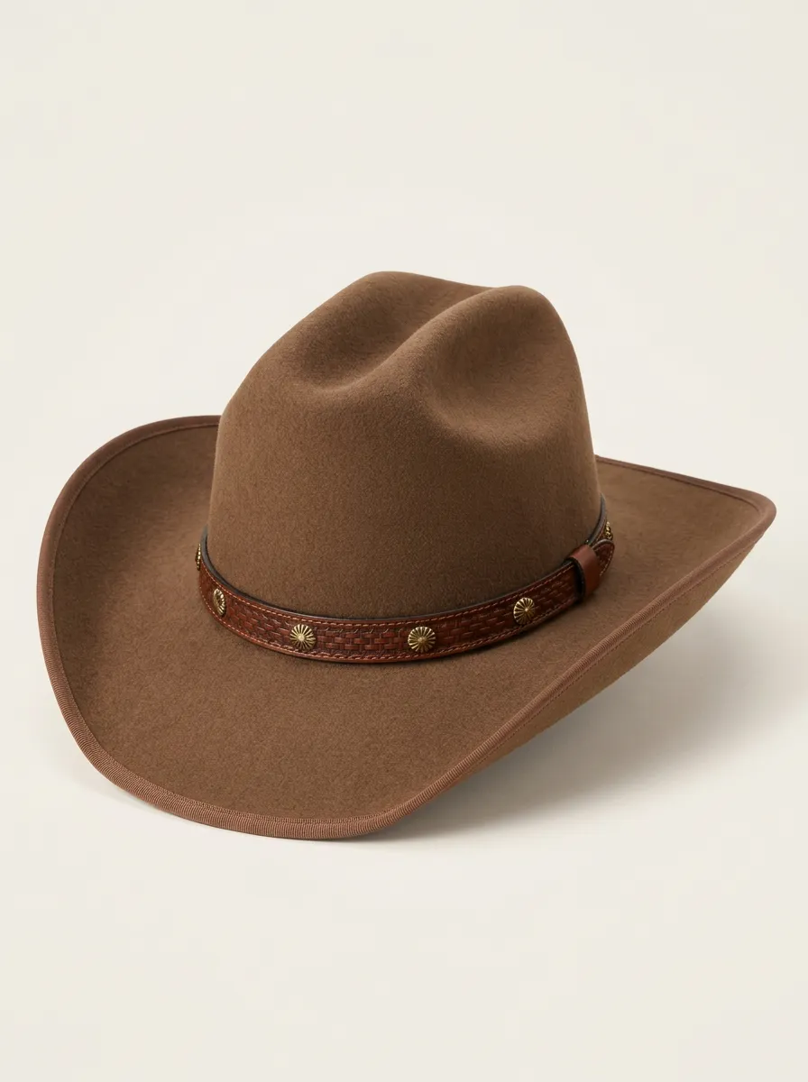 Brown Cowboy Hat Featuring Leather Band