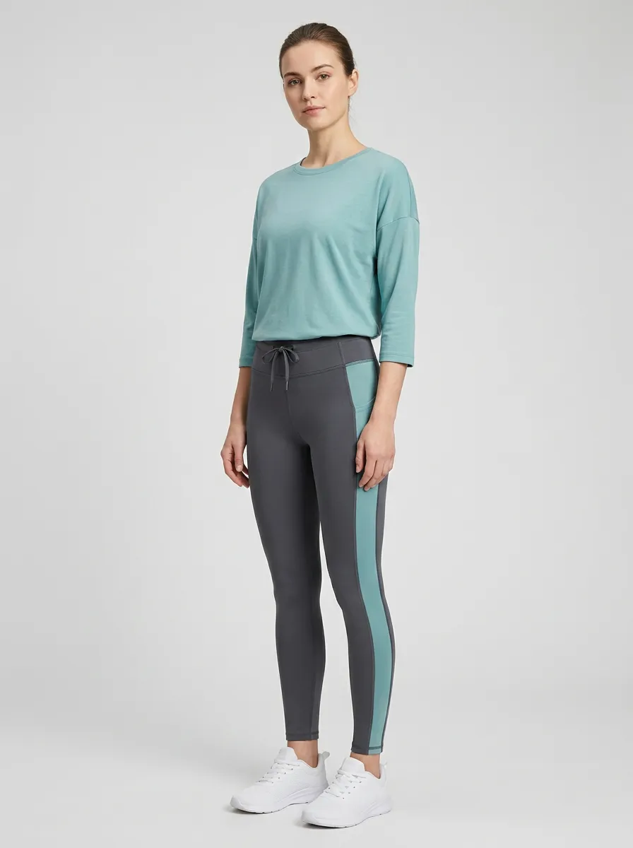 Women's Yoga Fitness Two-Tone Colorblock Printed Sportswear Set