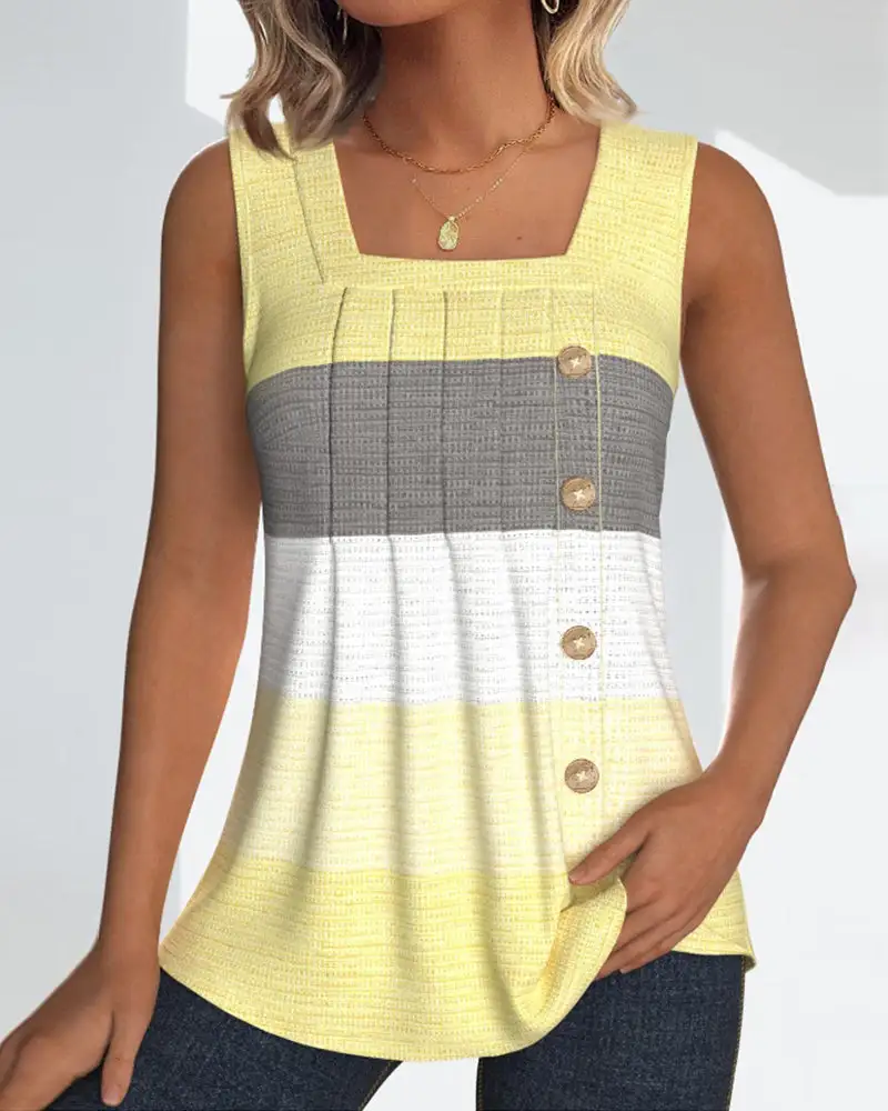 Striped Button Front Blouse
