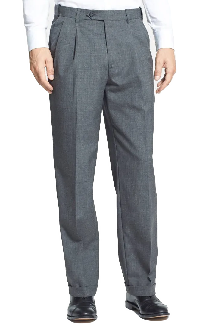 Modern Gabardine Tropical Weave Flannel Flat Front Pleated Front Trousers