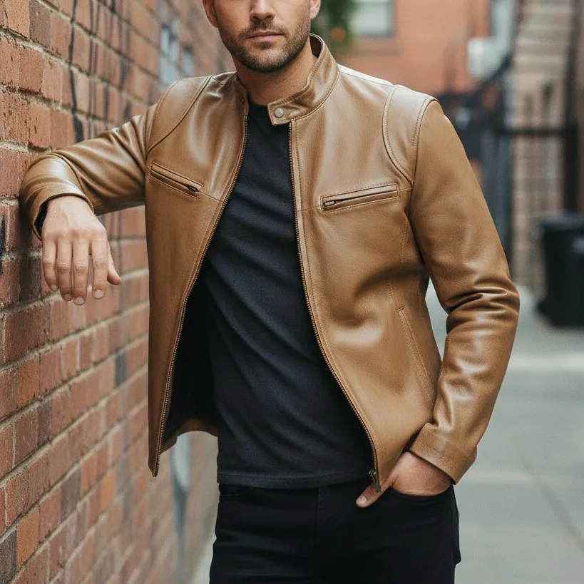 Leather Biker Bomber Multi Pocket Jacket