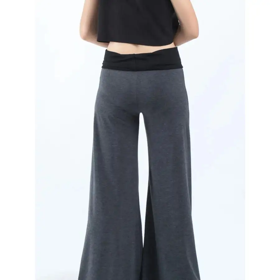 High Waisted Wide Leg Yoga Pants with Contrast Waistband
