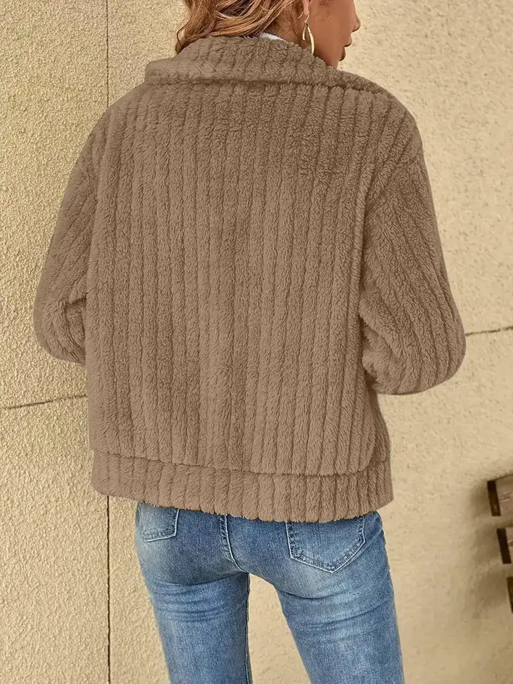 Plush Zip Front Casual Jacket