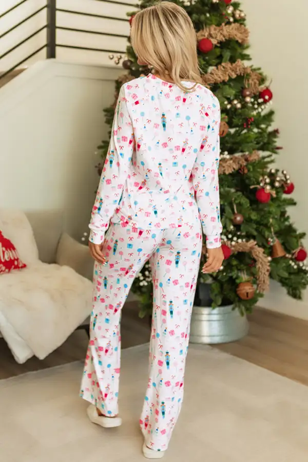 Women's Christmas Pattern Long Sleeve Top and Wide Leg Pants Set