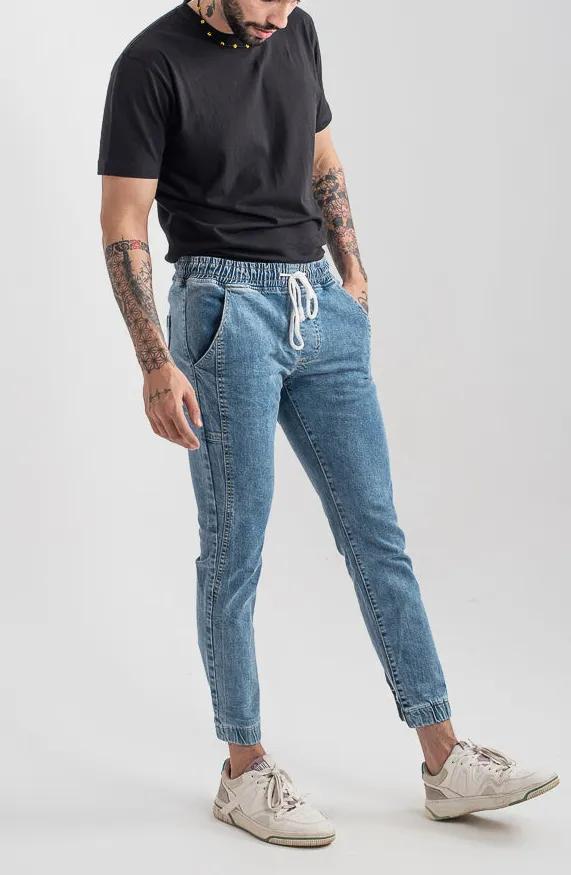 Stretch-Denim Banded-Cuff Jogger Jeans