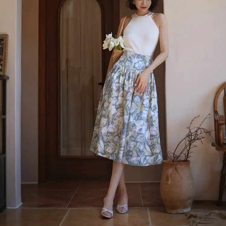 Artful Clean Everyday Casual Floral Skirt