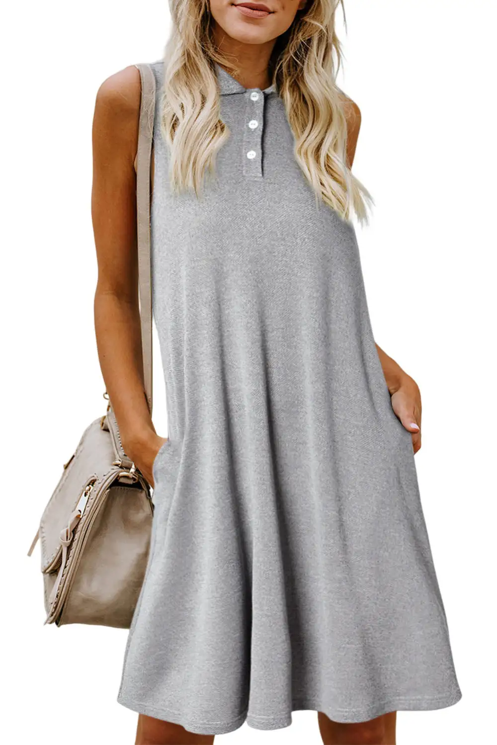 Button Collared Sleeveless Polo Dress