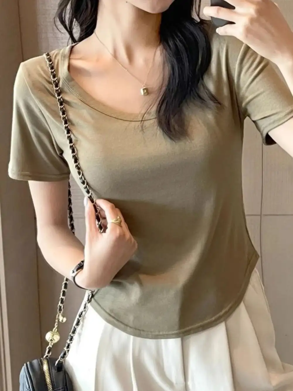 Playful Round-Neck Short-Sleeve T-Shirt