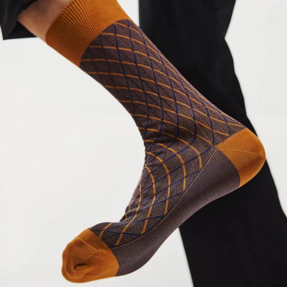 Mercerized Cotton Argyle Dress Socks