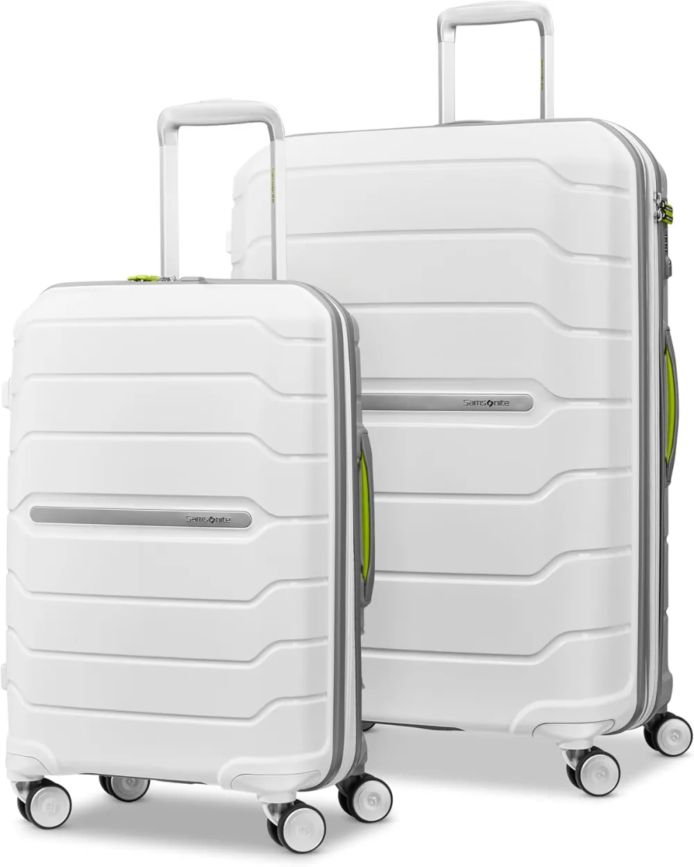 Samsonite Freeform Hardside Carry-On Luggage with Spinner Wheels - Hardshell Suitcase - TSA, Airline-Approved - Expandable Hard Shell, Smooth Rolling Wheels for Lightweight Travel - White/Grey