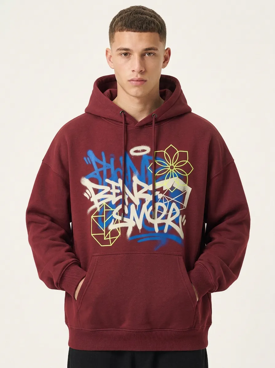 Unisex Urban Floral Graffiti Hoodie