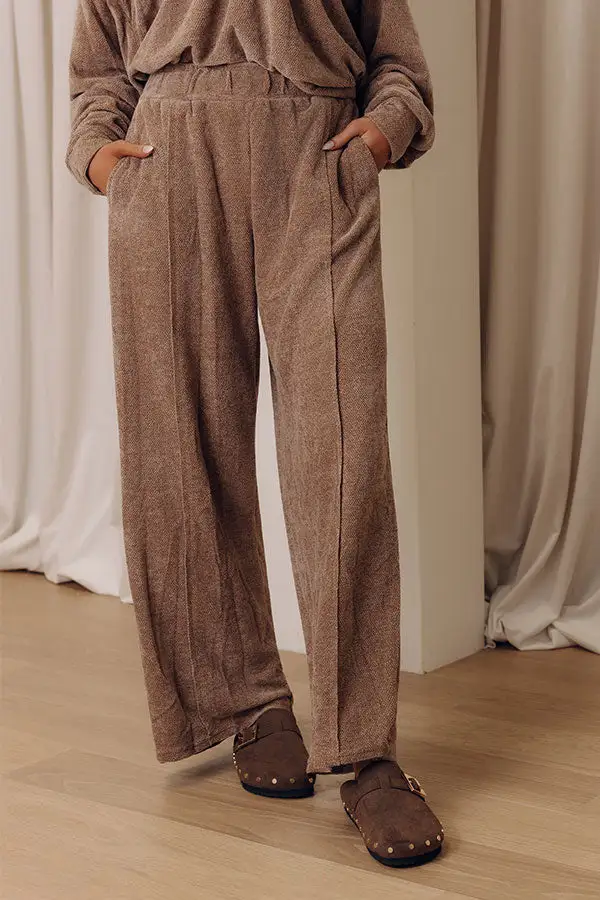 High Waist Wide Leg Baggy Chenille Knit Pants