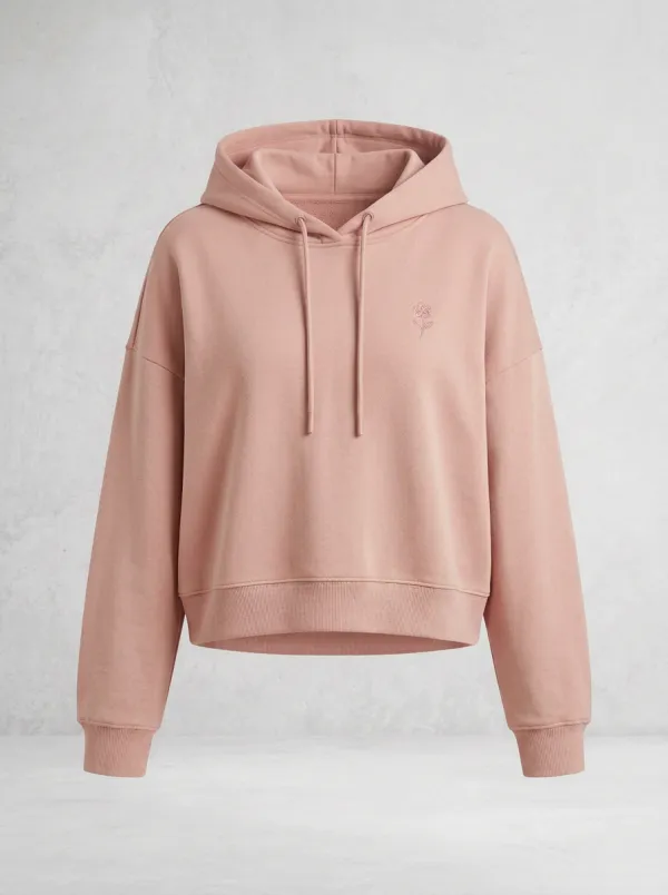 Women's Weekend Minimalist Floral Line Art Printed Cropped Hoodie