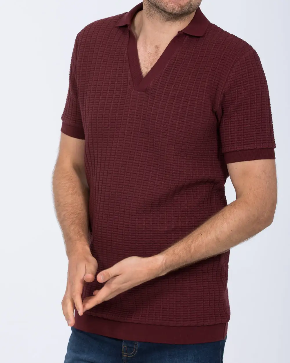Easygoing Jacquard Open Collar Polo Shirt