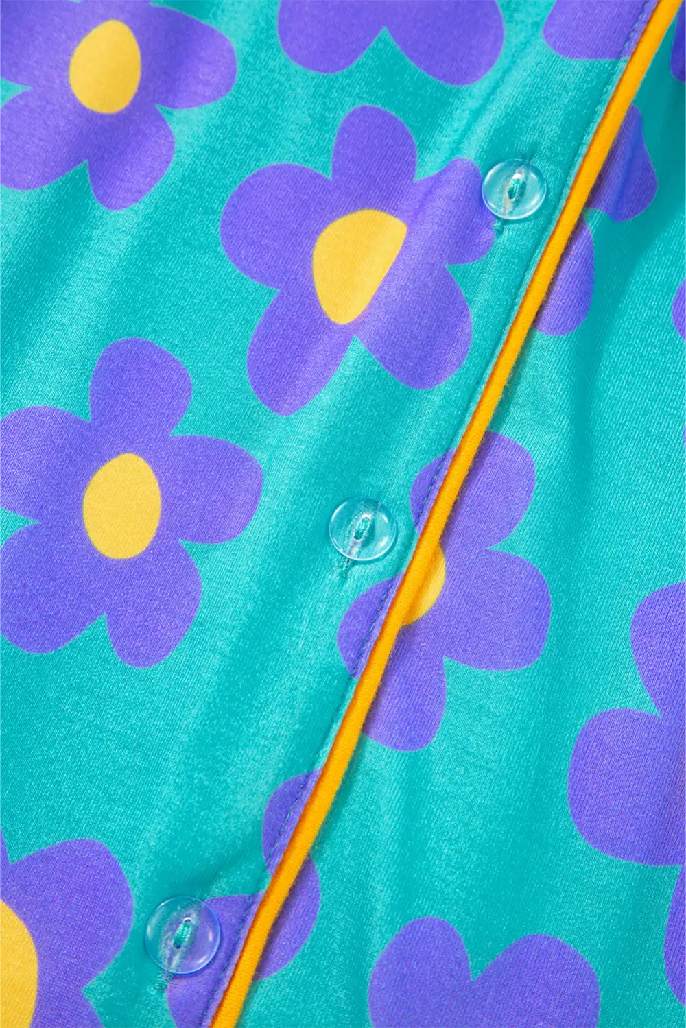Flower Print Short Sleeve Shirt Pajamas Set