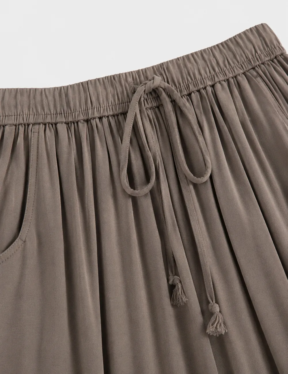 Elastic Waist String Tie Pocket Cozy Pants