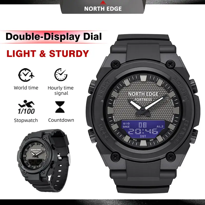 Dual-Display Analog Digital Stopwatch Countdown Luminous FORTRESS