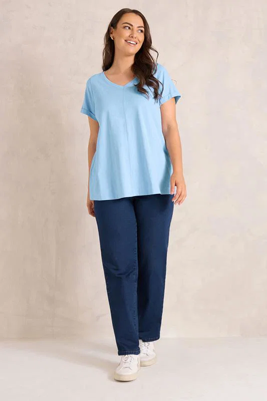Pale Blue Cotton T-Shirt detail 2
