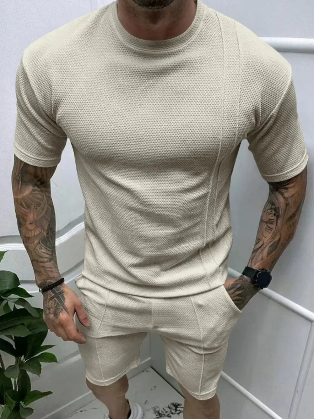 Round Neck Tee T-Shirt And Shorts Set