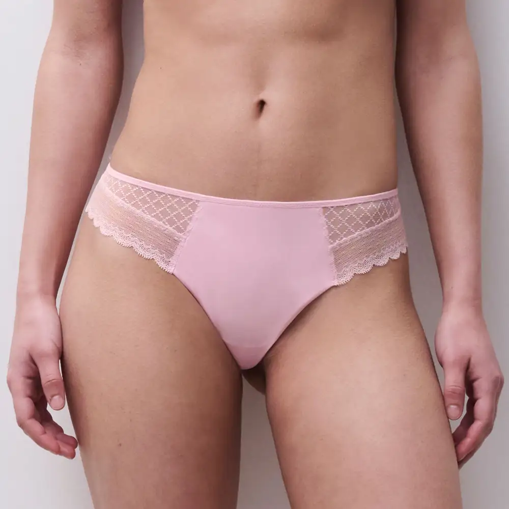 Women's High Cut Lace Microfiber Cutout Detail Tanga Panty