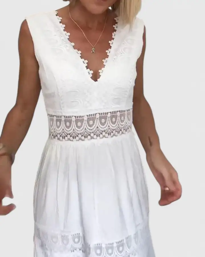  Sleeveless V Neck Dress