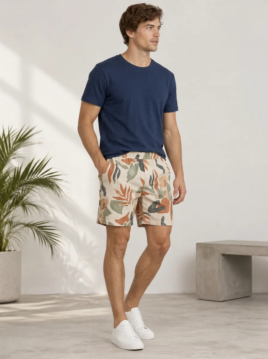 Men's Botanical Abstract Pattern Shorts