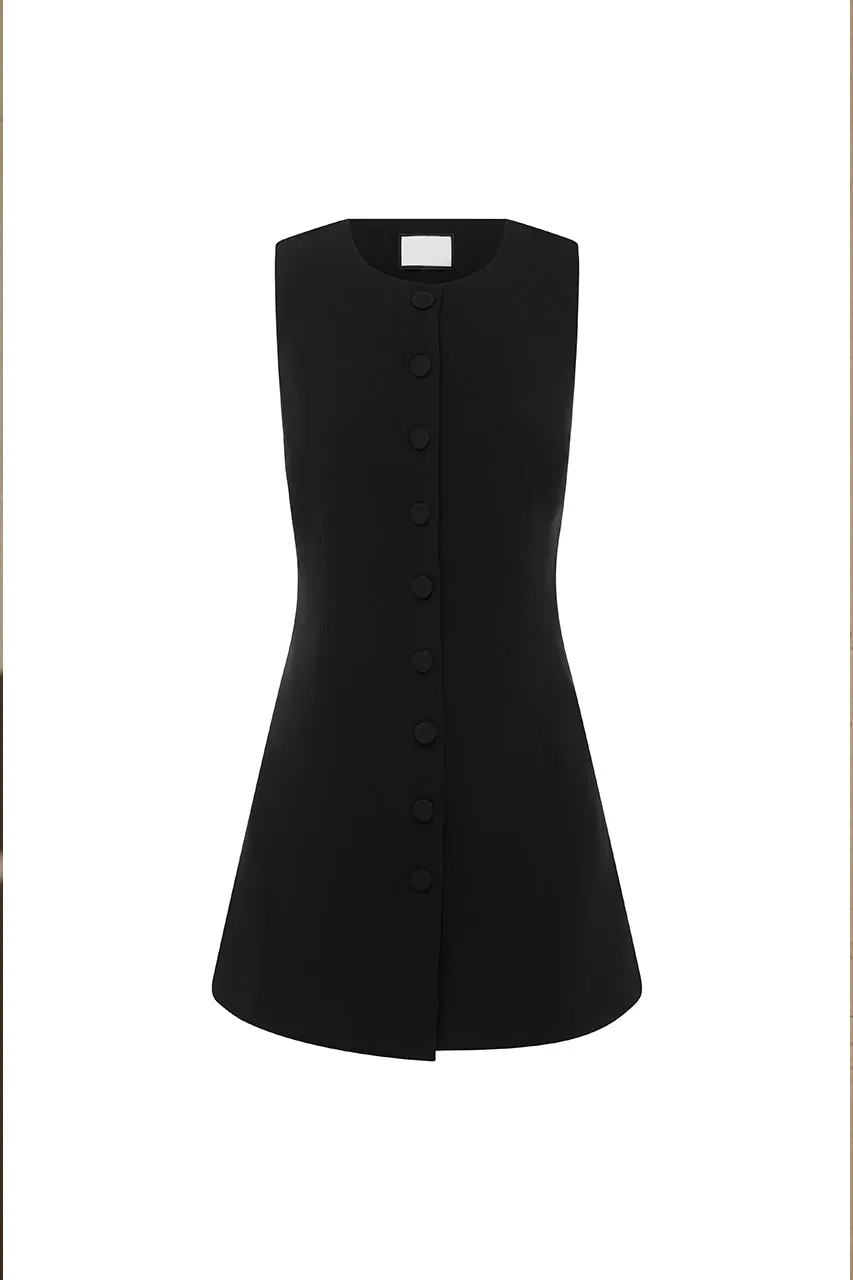 Button Front Sleeveless Mini Dress