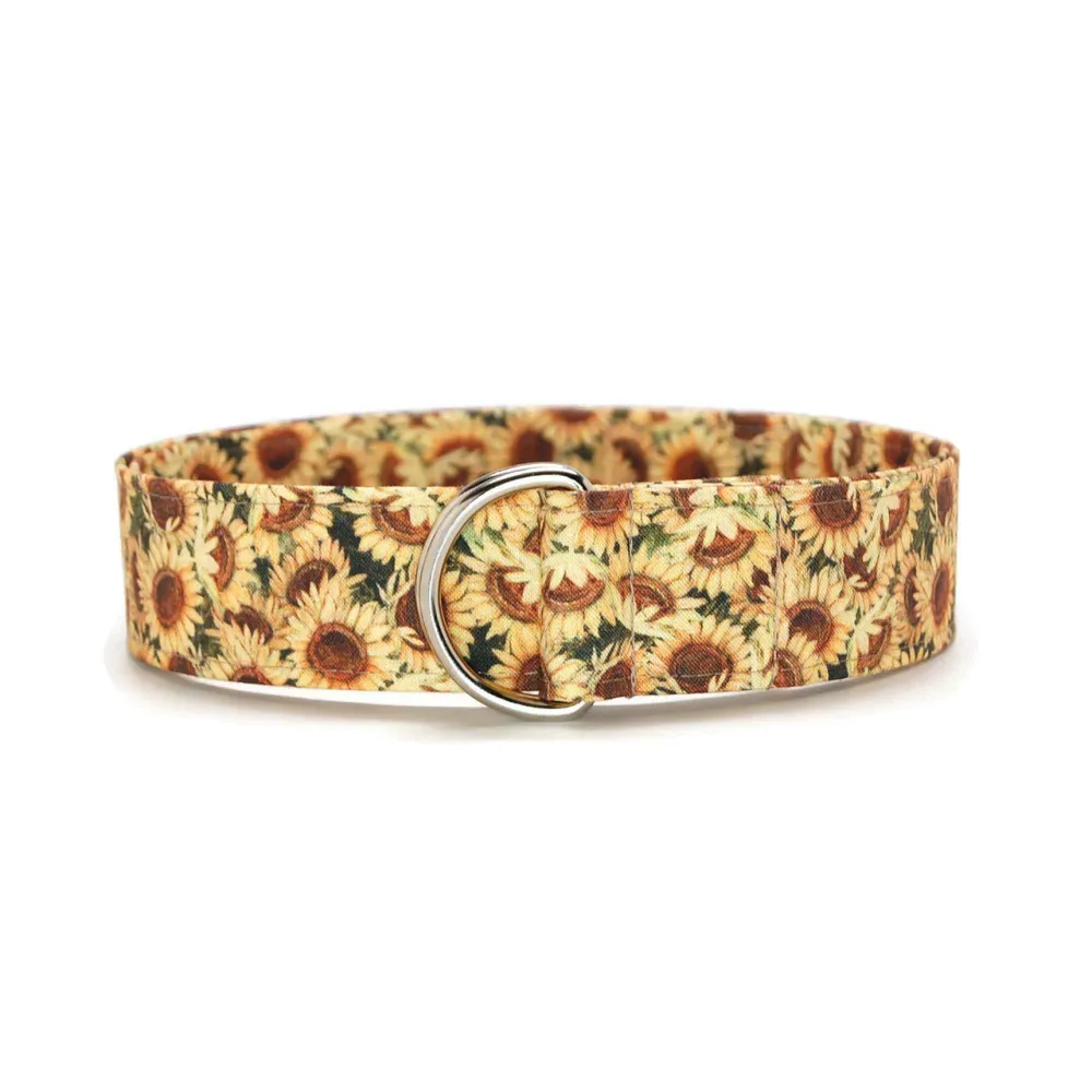 Sunflower Bloom D-Ring Cotton Belt
