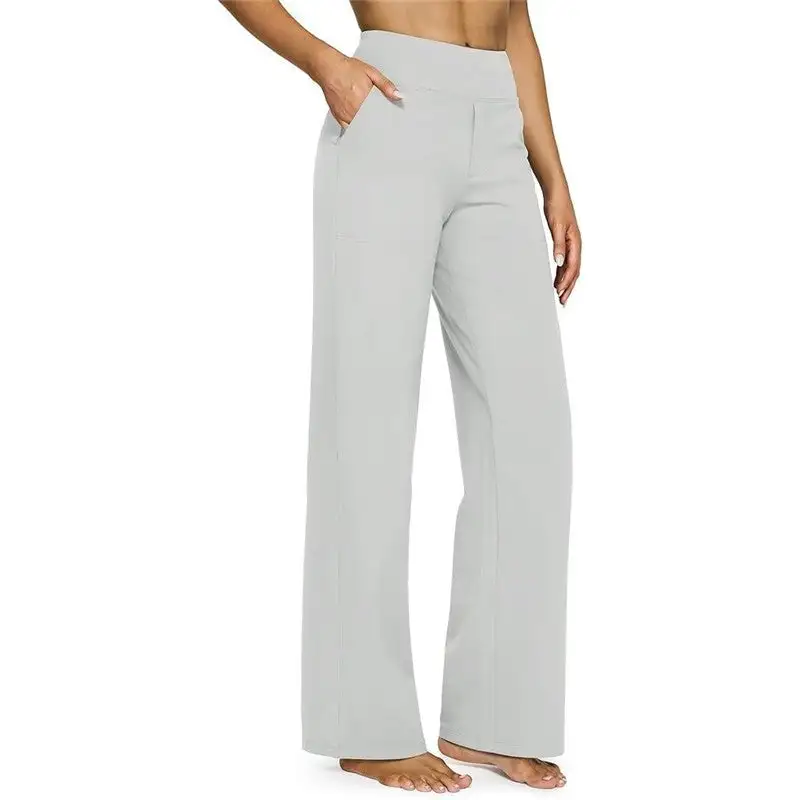 High Waist Straight Leg Loose Fit Pocket Pants
