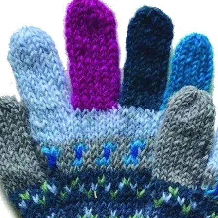Multicolor knitted wool gloves